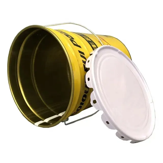 White Matte Metal Paint Bucket With Flower Edge Lid